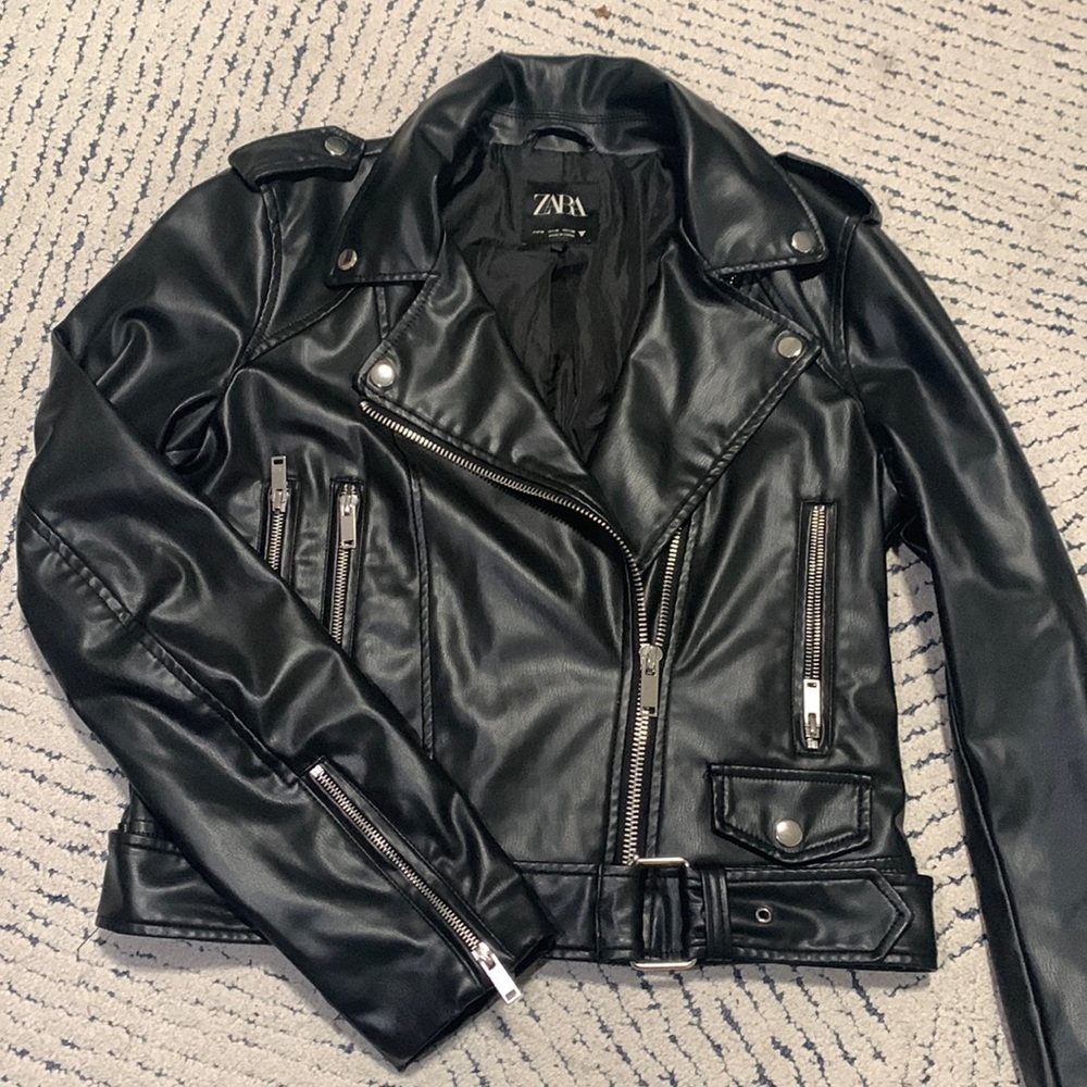 Zara M Faux Leather Biker Jacket